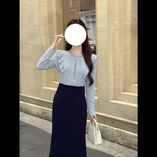 2026春季新款高级感法式温柔甜美收腰精致长袖女连衣裙D4718