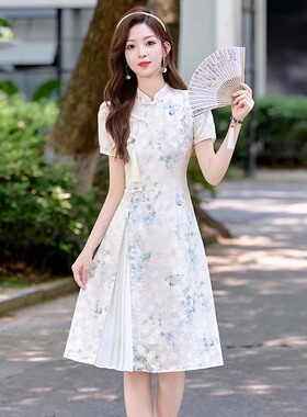有里布2026夏季新款女新中式改良旗袍碎花高级感气质连衣裙D8915