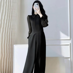 名媛显瘦连体裤 2026春季 时尚 女高腰连体衣直筒阔腿长裤 D3163 新款