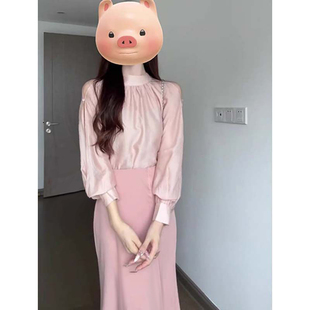 套装 两件套D4798 衬衣连衣裙时尚 有里布上衣无拉链2026春秋新款