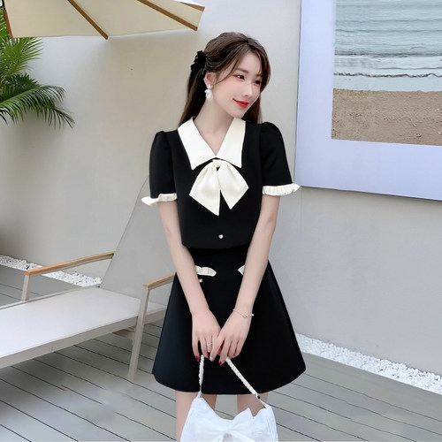 黑色赫本风法式连衣裙夏季2025新款高级感收腰富家千金风D1083A