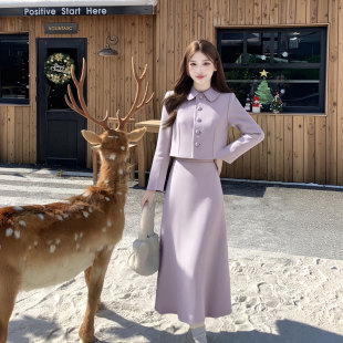 两件套DM0087A 有里布古早韩系千金风外套半身裙套装 2026春季 新款