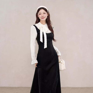 今年爆款 新款 巨好看长裙D4193 连衣裙女2025冬季 蕾丝拼接长袖