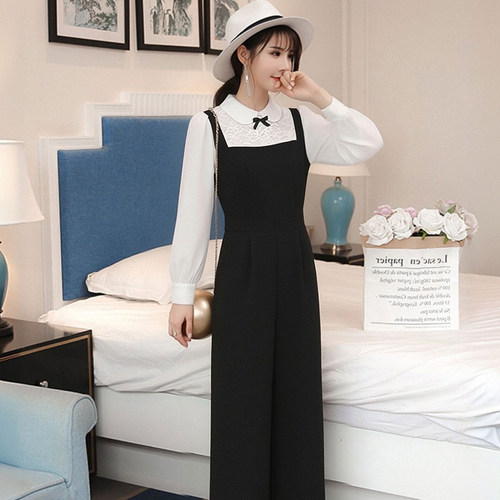 2026春季新款休闲假两件长袖上衣时尚长裤收腰显瘦连体裤D5079