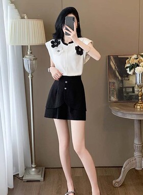 小个子短袖短裤时尚套装2025新款女洋气减龄小香风两件套D2385