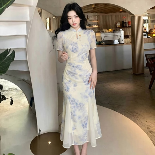 有里布2026夏季新款女新中式气质旗袍裙收腰显瘦时尚连衣裙D7805