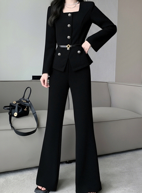 法式小香风外套裤子套装2025秋季新款上衣长裤两件套D3758A