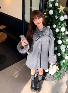 2025秋冬百搭纯色精致轻奢外套时尚洋气通勤简约大衣女新款QJ0215