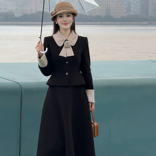 千金风复古英伦风套装 加绒加厚长袖 法式 两件套2024冬季 2512 新款