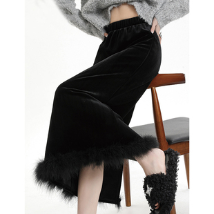 中长款 新款 显瘦显瘦包臀裙子2602 半身裙2026春季 直筒开叉黑色女装