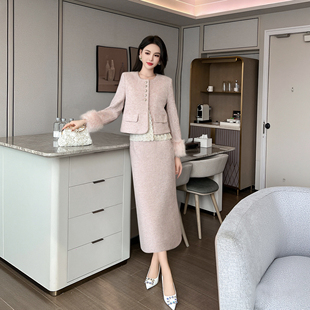 小香风外套半身裙套装 有里布法式 两件套D3995A 新款 2025秋季
