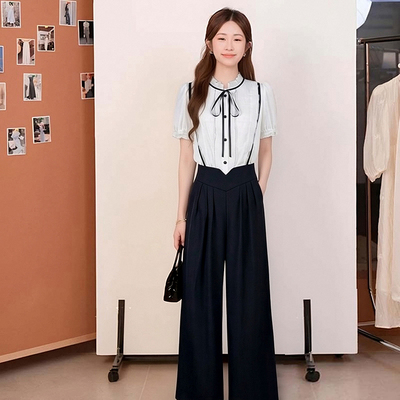2026春季新款法式气质长袖衬衫宽松裤时尚套装两件套D4830