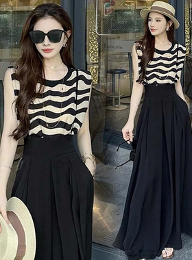 轻职风法式休闲风套装2025夏新款显瘦国潮静奢风裤子两件套D2925