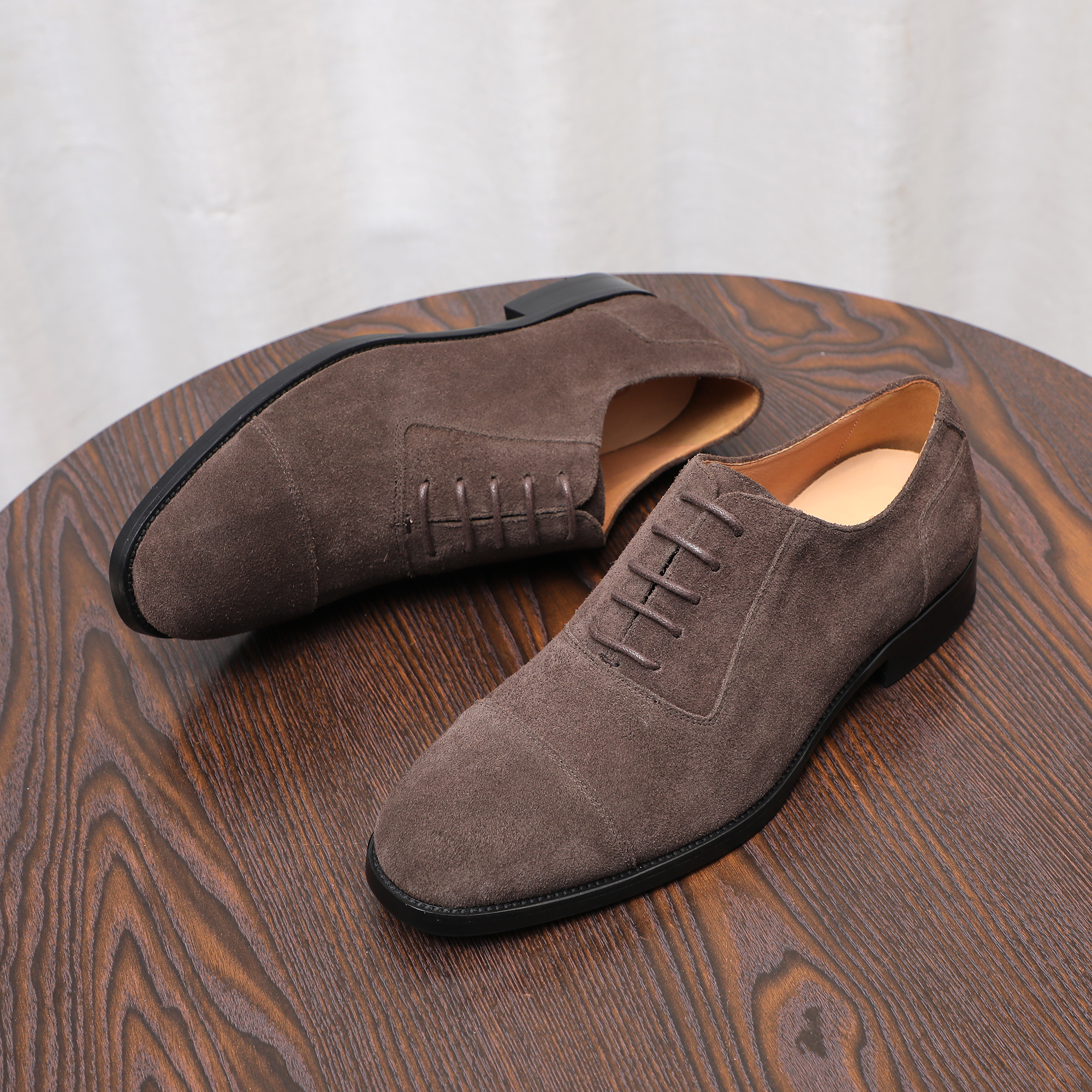 英伦复古反绒皮三接头鞋男商务