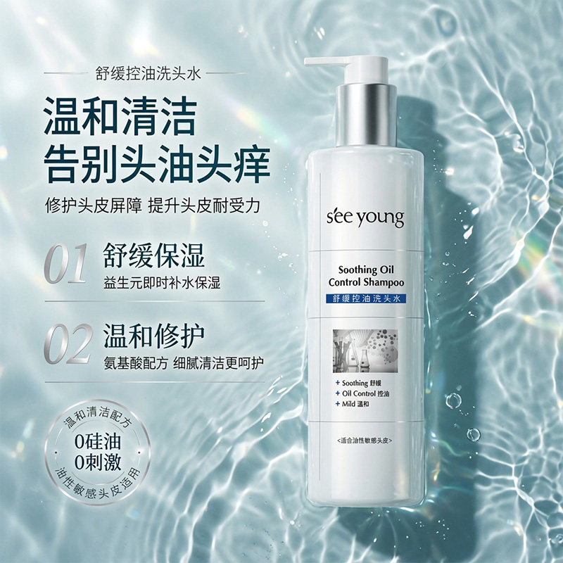 滋源舒缓控油洗发水氨基酸配方二裂酵母精华温和清洁敏感头皮专研