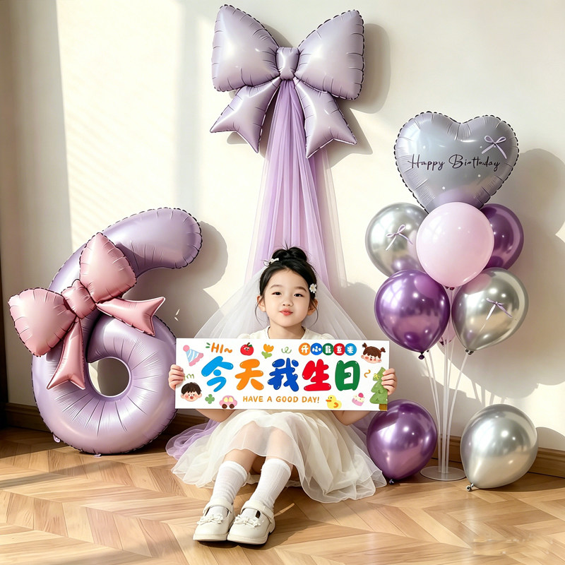 5岁女孩生日超大蝴蝶客厅布置网红拍照道具婚礼氛围感网纱气球装