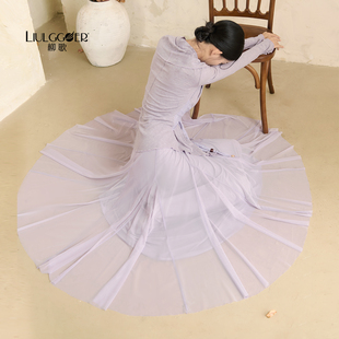 柳歌古典舞蹈服上衣中国现代舞形体练功服飘逸吊带连衣裙套装 女