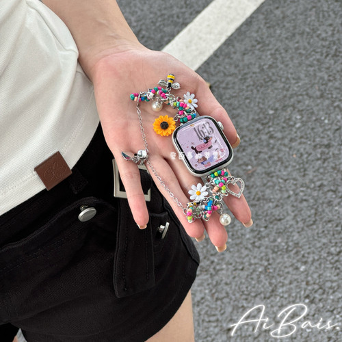 《笑脸太阳花》适用苹果10手表iwatchs11表带applewatchs8女款s9