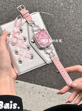 《镶钻kt猫》新年红色适用applewatch10苹果11手表iwatch8表带9女