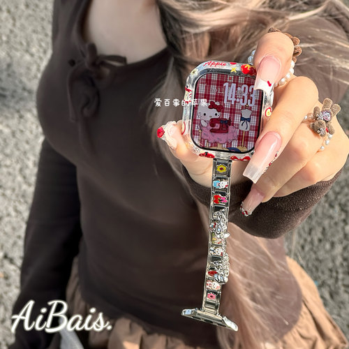 《模块凯蒂猫》原创适用iwatchs11苹果手表10表带applewatch9金属