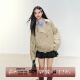 风衣外套收腰翻领韩系简约老钱夹克上衣 卡其短款 FPMZ 琥珀流光
