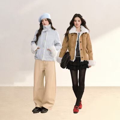 FPMZ大毛领翻领秋冬宽松上衣夹克外套