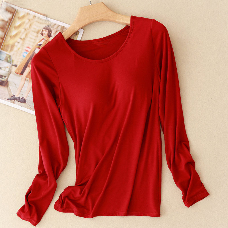 棉之竹bra无钢圈带胸垫秋衣长袖T恤免文胸一体衬衣打底内衣女大码,女士内衣/男士内衣/家居服,吊带/背心/T恤/打底/肌底衣,淘宝优惠券,粉丝福利购,淘宝优惠卷