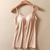 纯色棉一体式莫代尔女吊带背心带胸垫文胸内衣运动瑜伽舞蹈服大码