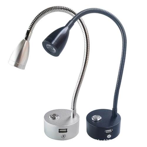 房车阅读灯无极调光壁灯触摸开关带USB充电口床头12V24V软管射灯