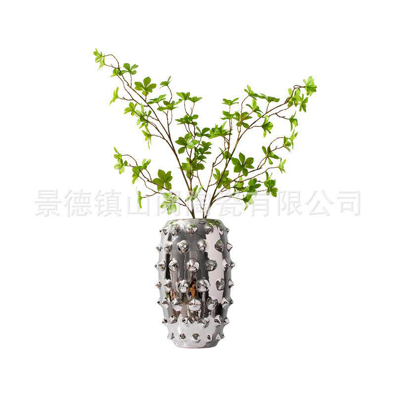 景德镇镀银陶瓷花瓶花艺酒柜电视柜摆件书架简约客厅时尚创意装饰
