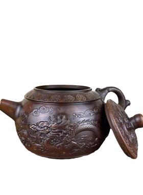 复古铜龙凤茶壶龙凤呈祥茶壶酒壶铜壶龙飞凤舞酒壶铜壶家居摆件