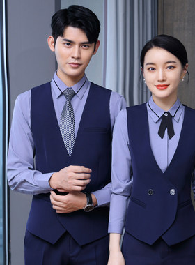 职业装西装马甲套装酒店前台工装工作服秋冬新款男女同款正装制