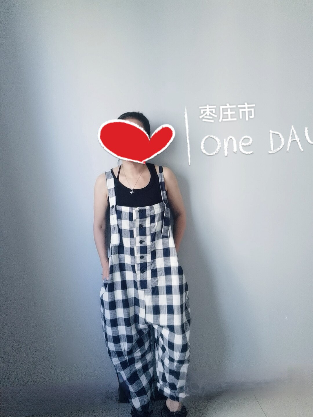 清仓棉质休闲夏季新款复古格子背带裤女麻料灯笼裤个性宽松连体裤
