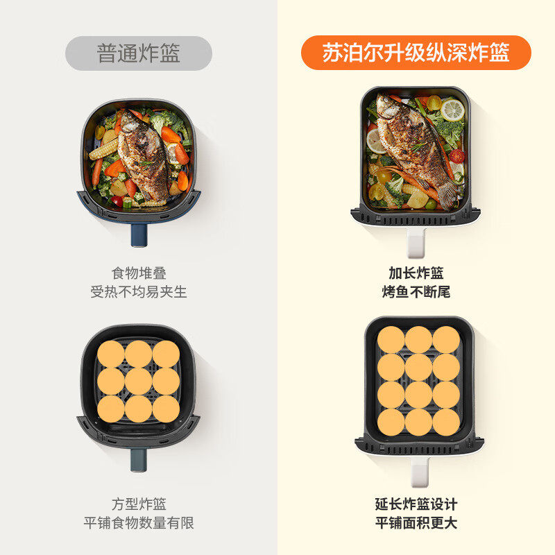 苏泊尔空气炸锅家用全自动可视5L控时控温免翻面空气炸锅KJ50D806
