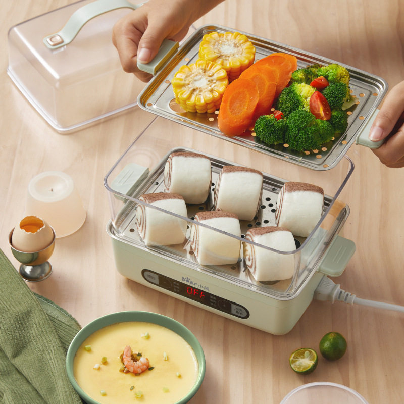 小熊ZDQ-B06N3电蒸锅煮蛋器蒸蛋器 不锈钢蒸笼 可预约定时