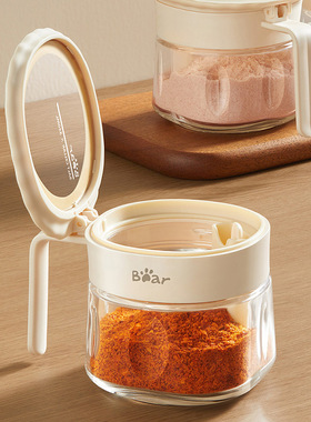 小熊调味罐CX-JE009盐罐调料收纳盒玻璃密封罐家用新款防潮罐调料