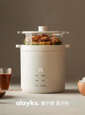 欧莱克迷你电饭煲OLK-05-02多功能小不锈钢内胆一人食电饭锅1.2L