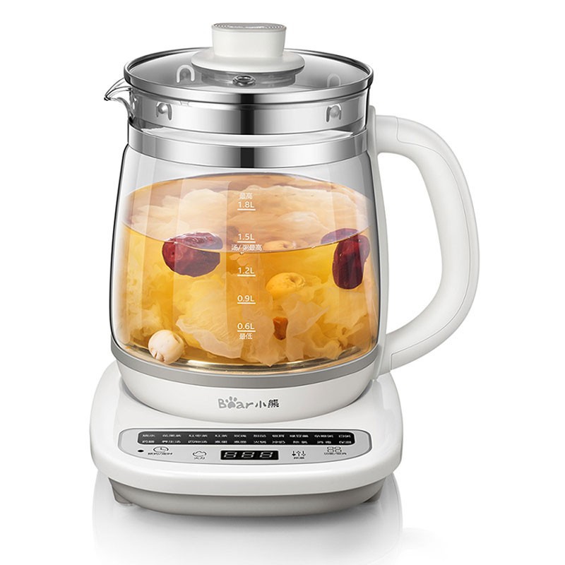 小熊养生壶YSH-C18Z2电热玻璃壶1.8L家用多功能智能预约304不锈钢