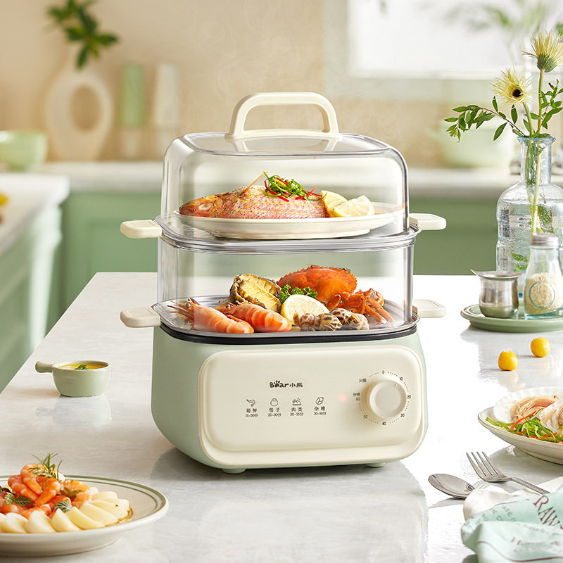 小熊电蒸锅DZG-UA0P8多功能家用蒸煮一体锅三层小型早餐蒸笼蒸箱