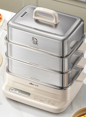 小熊不锈钢电蒸锅DZG-BB3W1多功能家用蒸汽全自动早餐机24L大容量