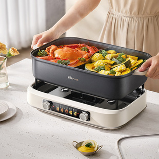 小熊DHG 分控多功能鸳鸯锅火锅家用 F80G1大容量鸳鸯电火锅分体式