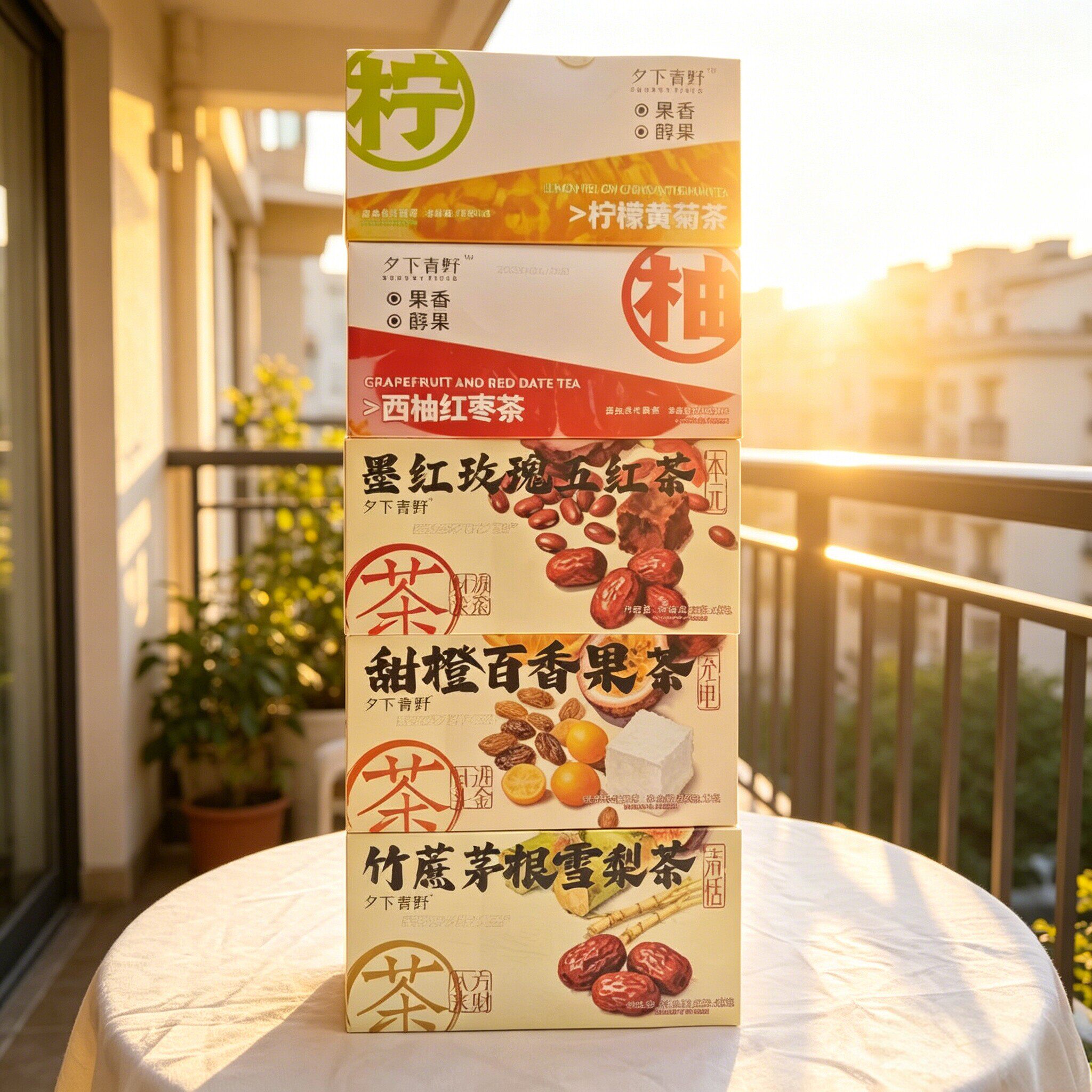爆款夕下青野水果茶甜橙百香果茶竹蔗茅根雪梨茶果香醇果独立包装
