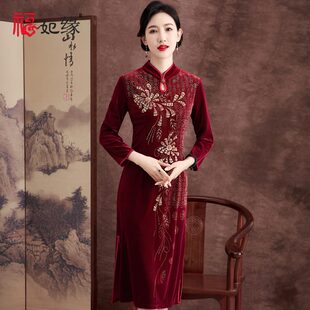 高端婚宴礼服连衣裙金丝绒新款立领酒宴旗袍靓莱莎专柜时尚正品