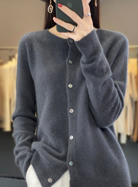 秋冬新款女圆领套头针织衫毛衣镂空休闲百搭长袖毛衫中青年妈妈装