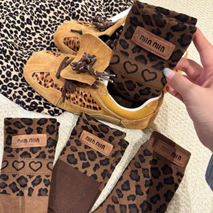 时尚 女中筒袜美拉德色系韩版 潮流百搭 豹纹咖色潮款 秋冬新款