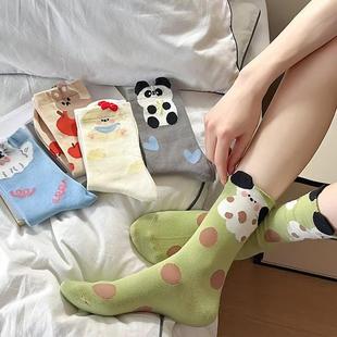 立体小狗袜子女中筒袜春秋款 可爱日系卡通ins潮设计感长筒袜秋冬