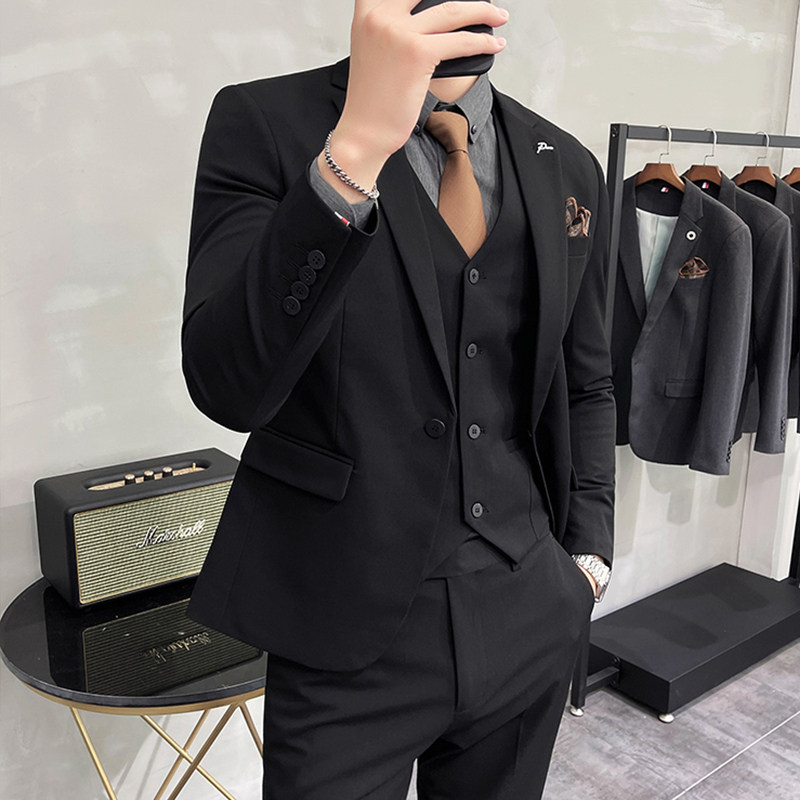HIGH-END SUIT SUIT BUSINESS FORMAL WEAR WEDDING GROOM SENIOR KOREAN VERSION SLIM GROOMSMENS DRESSES FAT BLAZERS