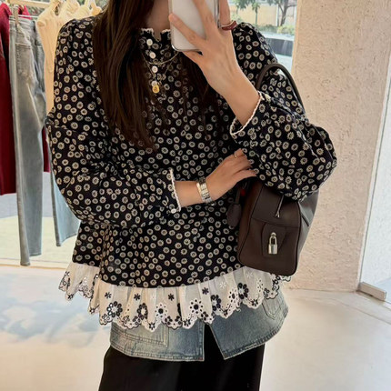 NW8箱根棉质印花拼接刺绣小上衣