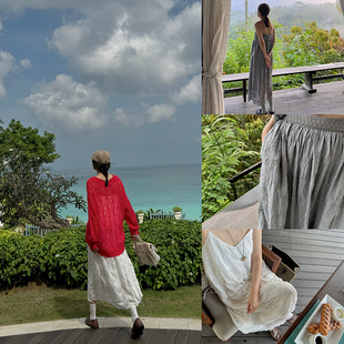 NW80EN 《不合逻辑的诗》城市通勤宽松型绳绣蚕丝棉重工半裙女装