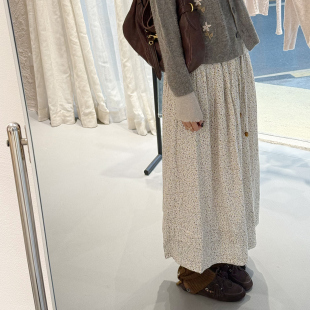 双层婴儿棉印花系列 通勤百搭碎花半身裙松紧腰设计显瘦高腰裙女